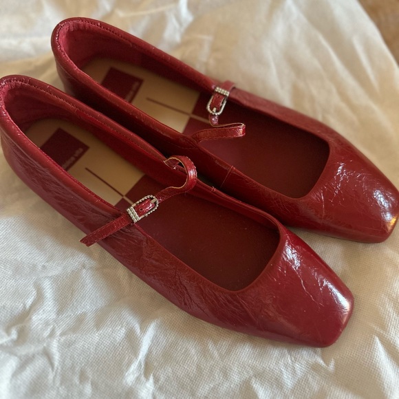 Dolce Vita Red Mary Jane Ballet Flats with embellished bucklet - Picture 2 of 6